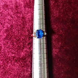 10K Gold Blue Topaz and Diamonds Ring - 50% Discount + Free Shipping